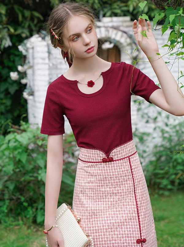 French Rose Retro China T -shirt