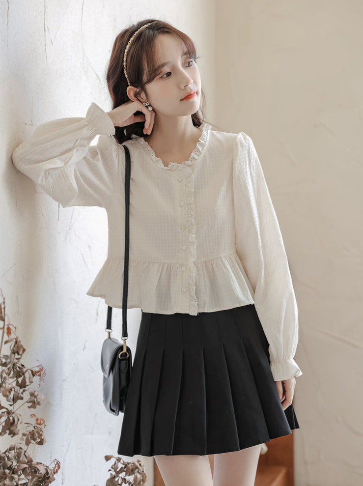 French Classical Lace Candy Sleeve Tops