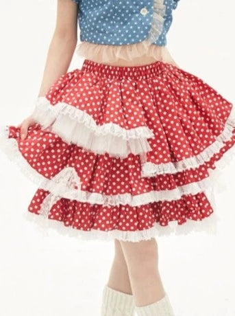 Retro Pop Dot Asymmetrical Skirt