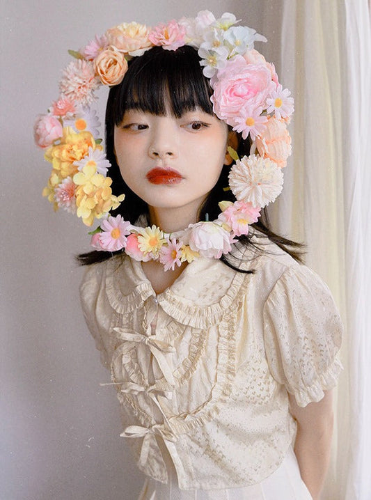 ジャガードリボンショートカーディガンシャツ