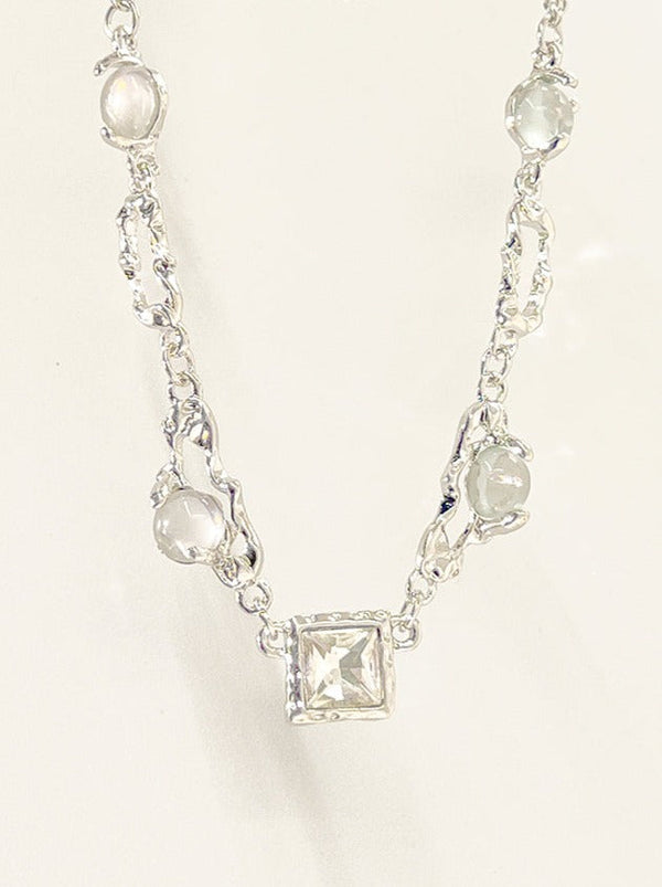 Moonlight Moonstone Pendant Cube Necklace