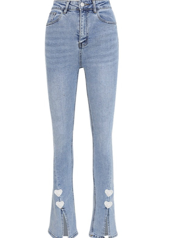 スリットハートスリムデニムパンツ
