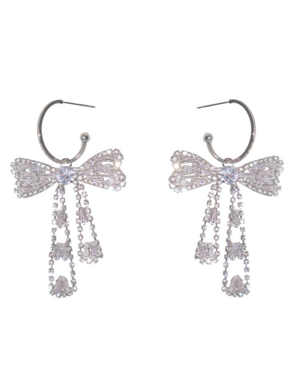 シルバーリボンエレガントピアス＋イヤリング