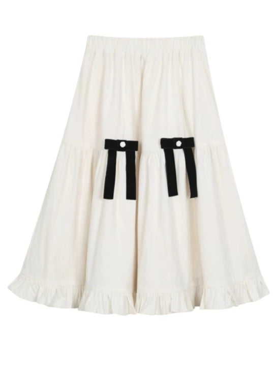 Ribbon half-length skirt