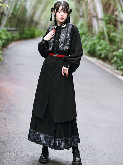 Dark Rabbit Retro China Pleated Skirt