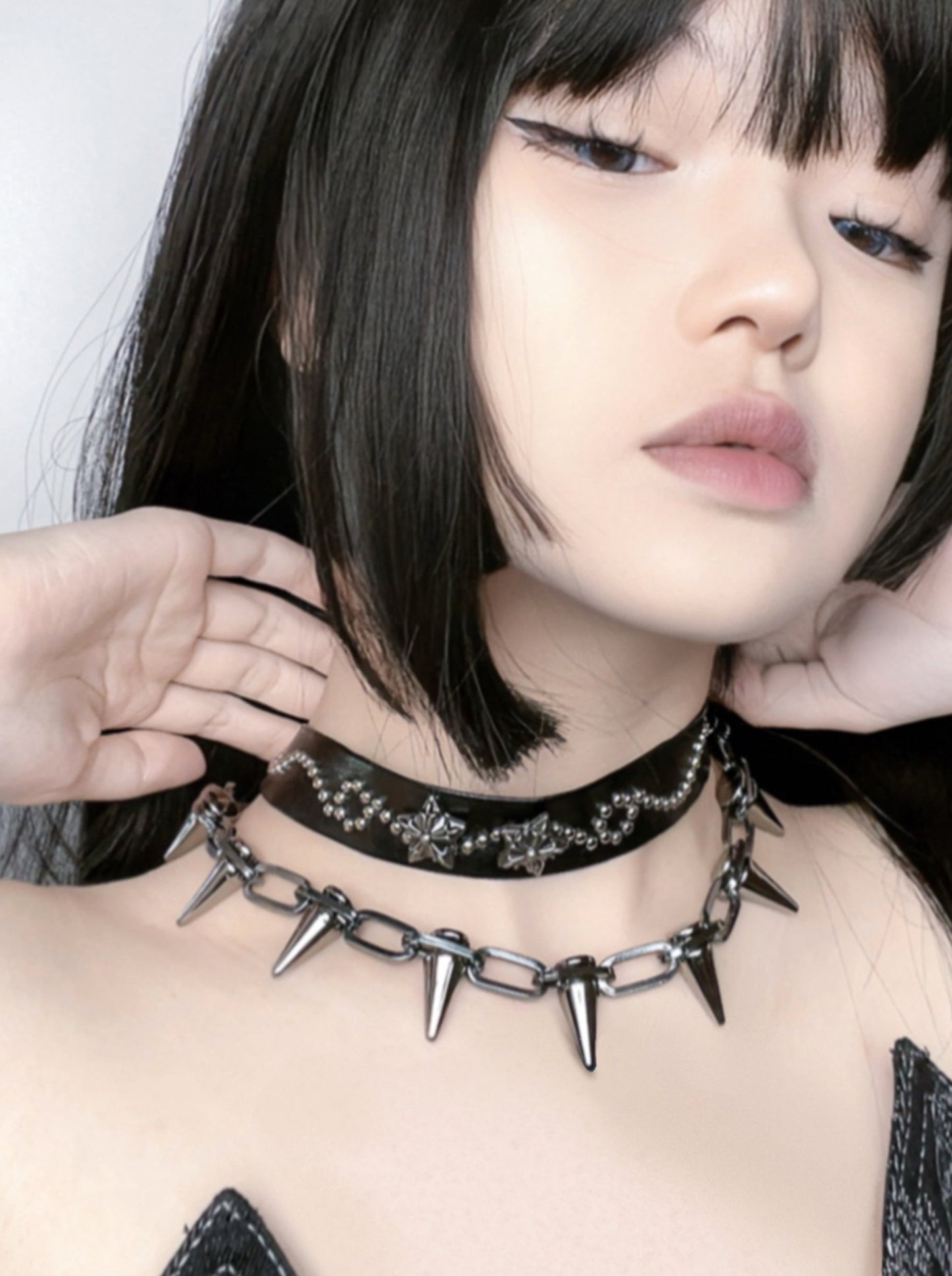 stone rivet punk dark choker