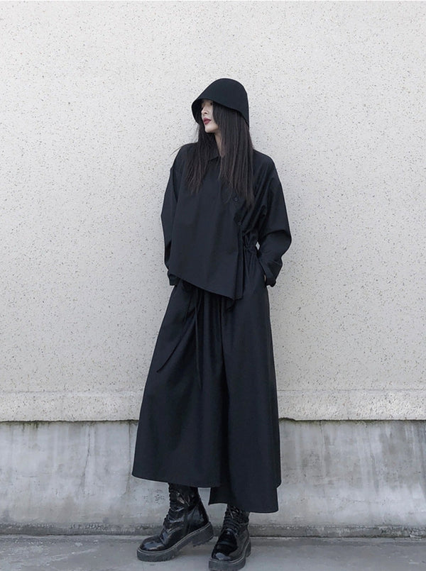 Mode asymmetric fake two-piece dress