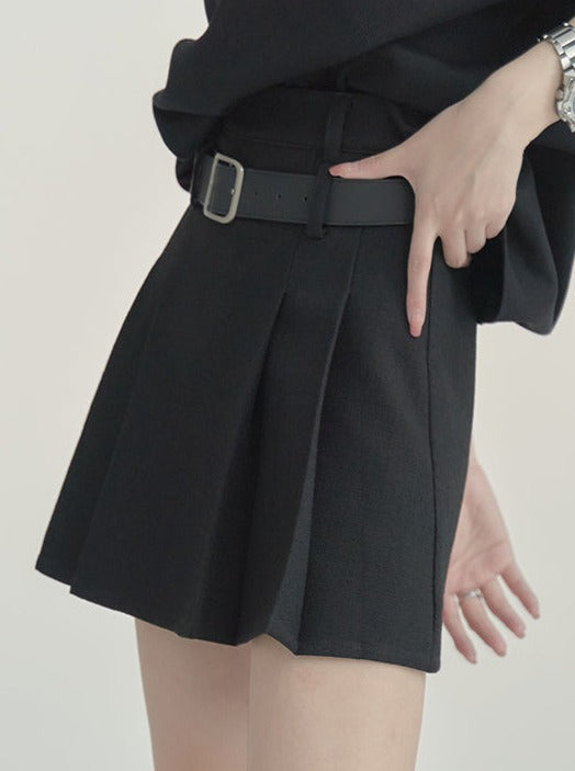 Dark Pleated Miniskirt