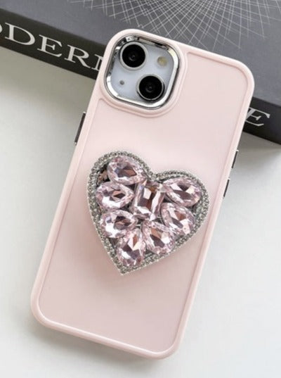 水晶粉红色宝石心智能手机盒