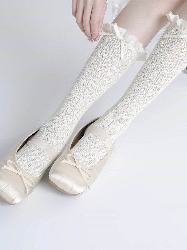 レースフリルリボンソックス