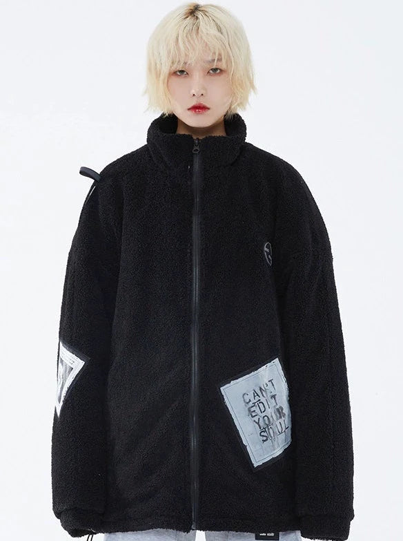 Mode Street Lamb Wool Padded Zip Boa Coat