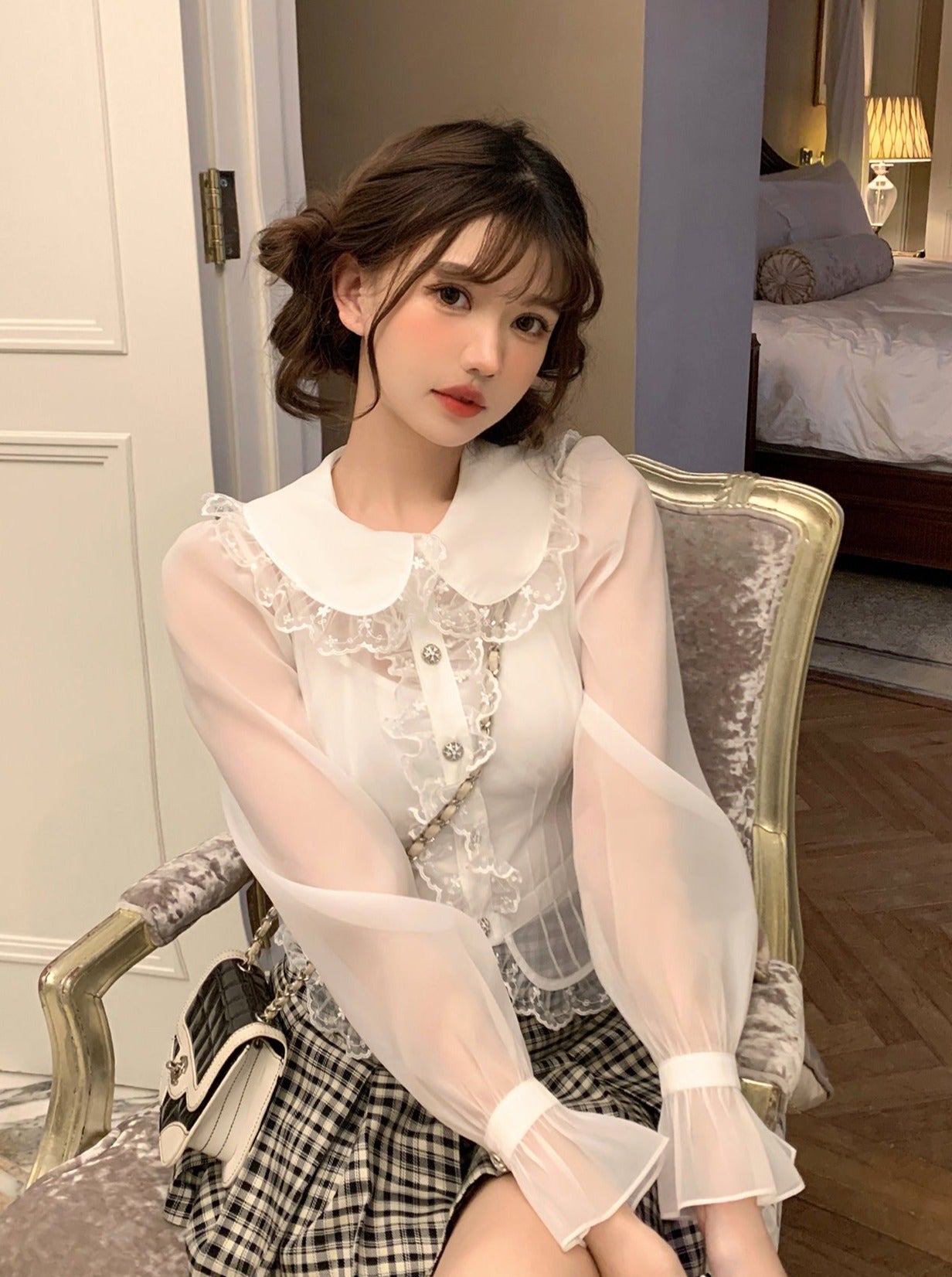 Doll Color Lace Frillsea Shirt