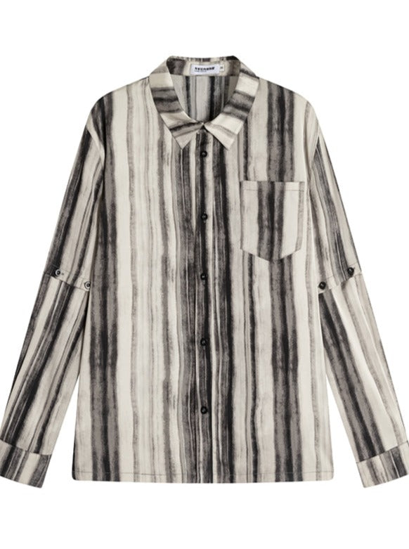 2wey sleeve nuanced stripe shirt