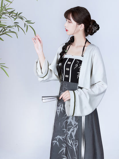 中国竹制悬垂连衣裙 + 短外套