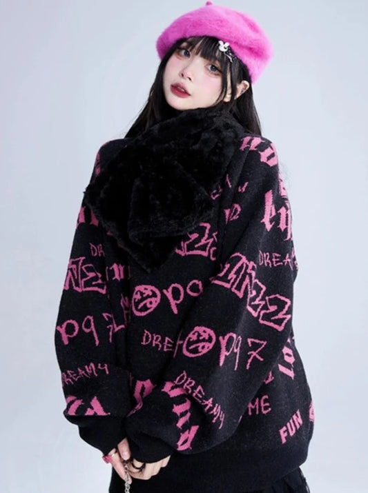 Black Dark Round Neck Outer Pullover