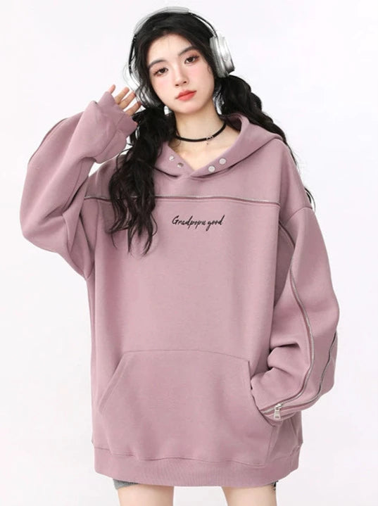 Hooded Sweatshirt with American Style Zip Design