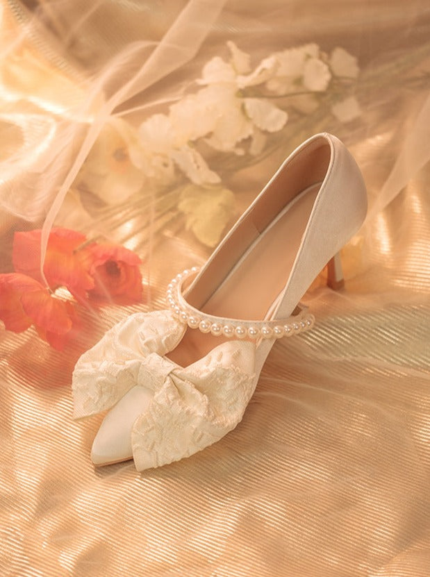 Chaussures de mariage rubans et perles