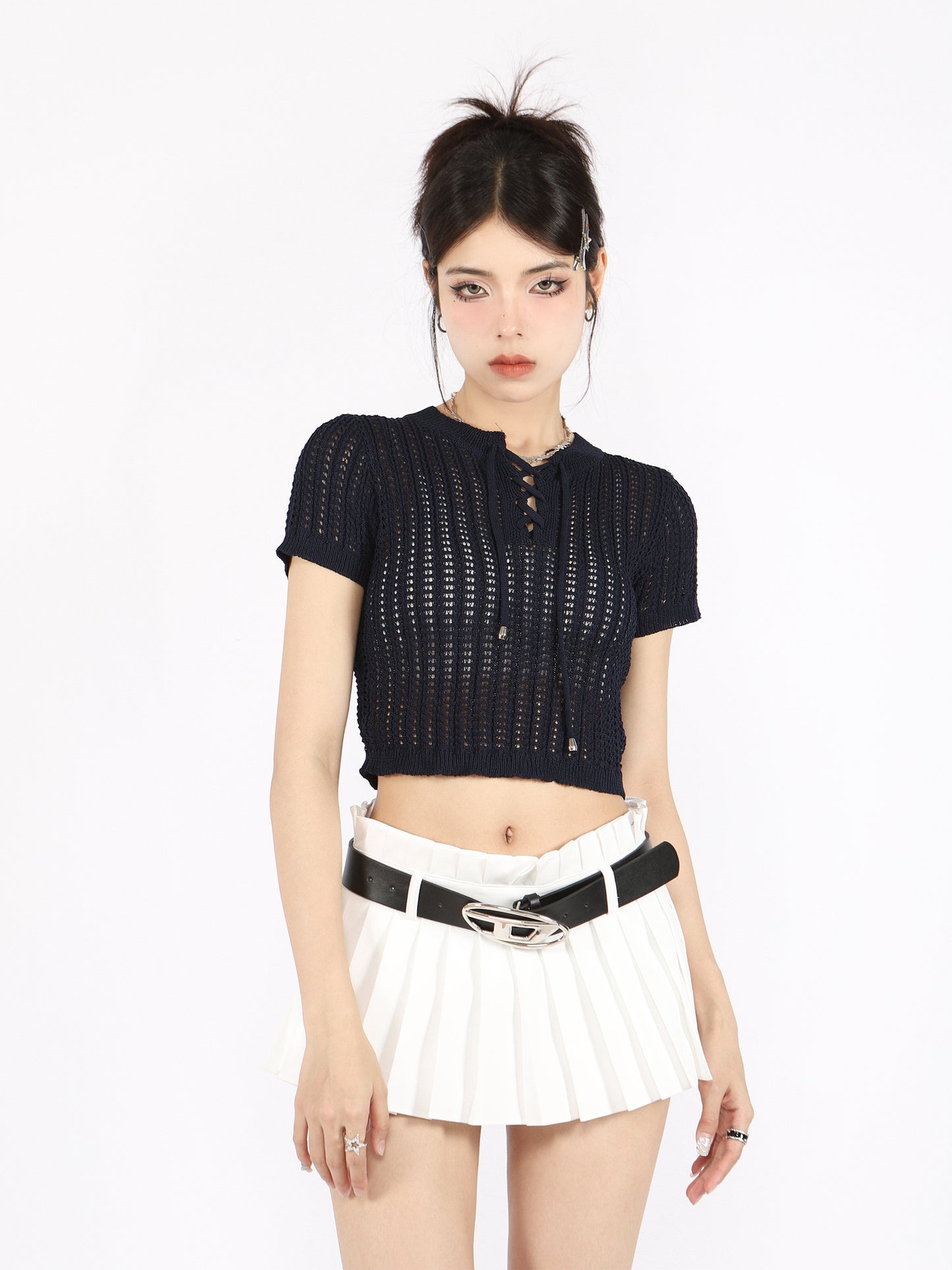 Cool Spicy American Retro Sheer Knit Tops