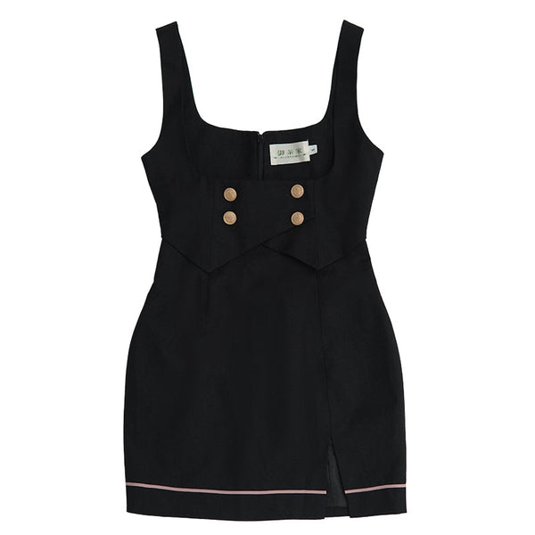 College jacket + pink shirt + suspension skirt + ribbon