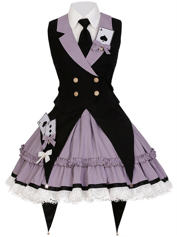 Dieb Tramp Dunkel Gothic Lolita Kleid Krawatte Jacke Setup