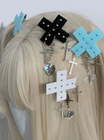 [Angel Neighborhood👼] Subculture hairpin cross pendant pin