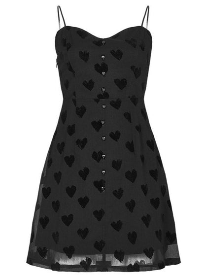 Back Shirring Cami Dress [Black Heart Check]