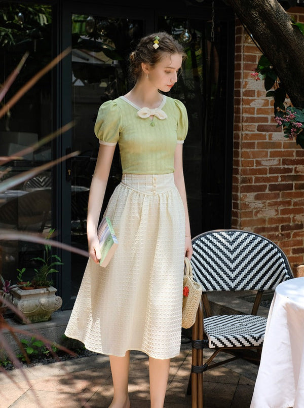 フレンチレトログリーンワンピース