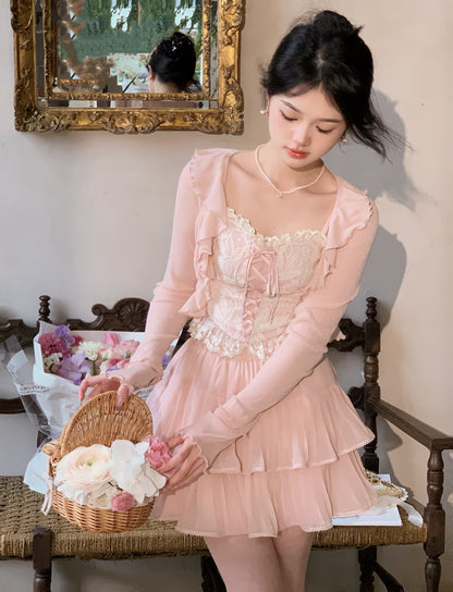 Peach Flower Fragrance Tourpie Skake Skirt Setup