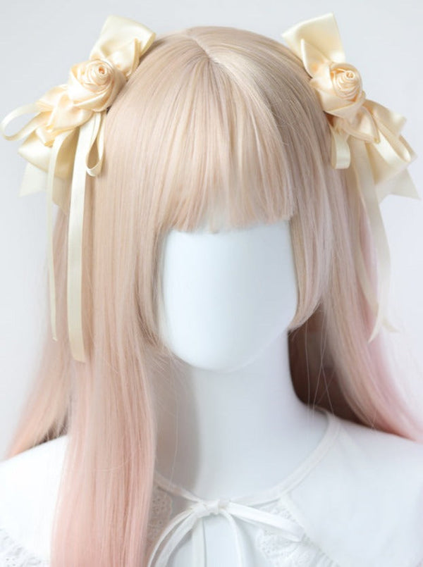 ローズリボンペアクリップヘアアクセサリー