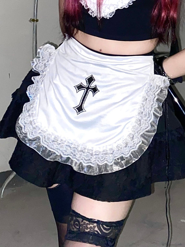 Dar Club Race Short Maid T -shirt+Gothic Cross Race Apron