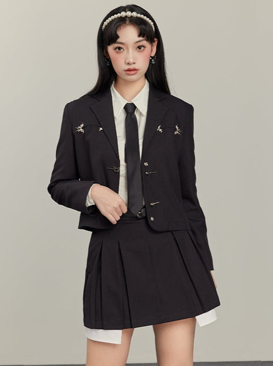 Single blest solid color jacket + skirt