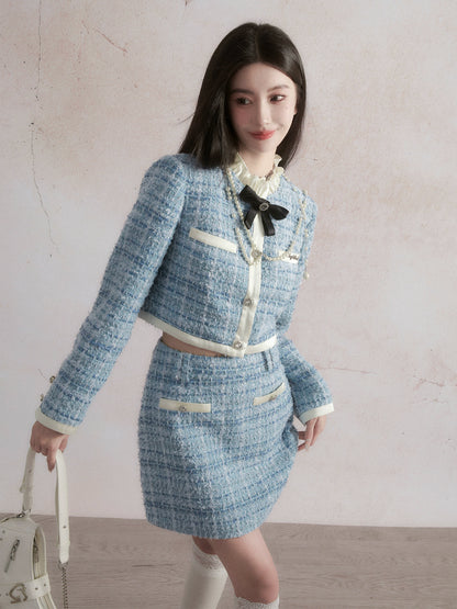 Tweed Short Jacket + Tweed Tight Skirt