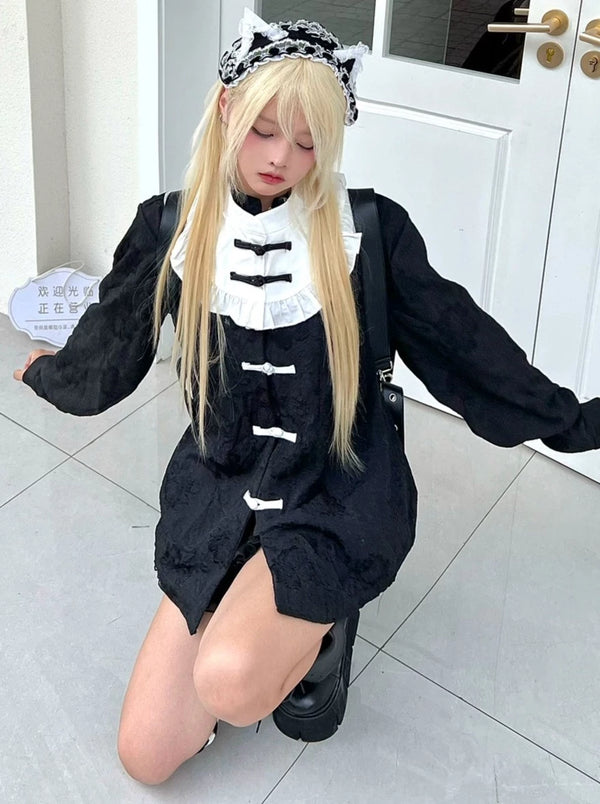 Dark Patterned Chinese Dress