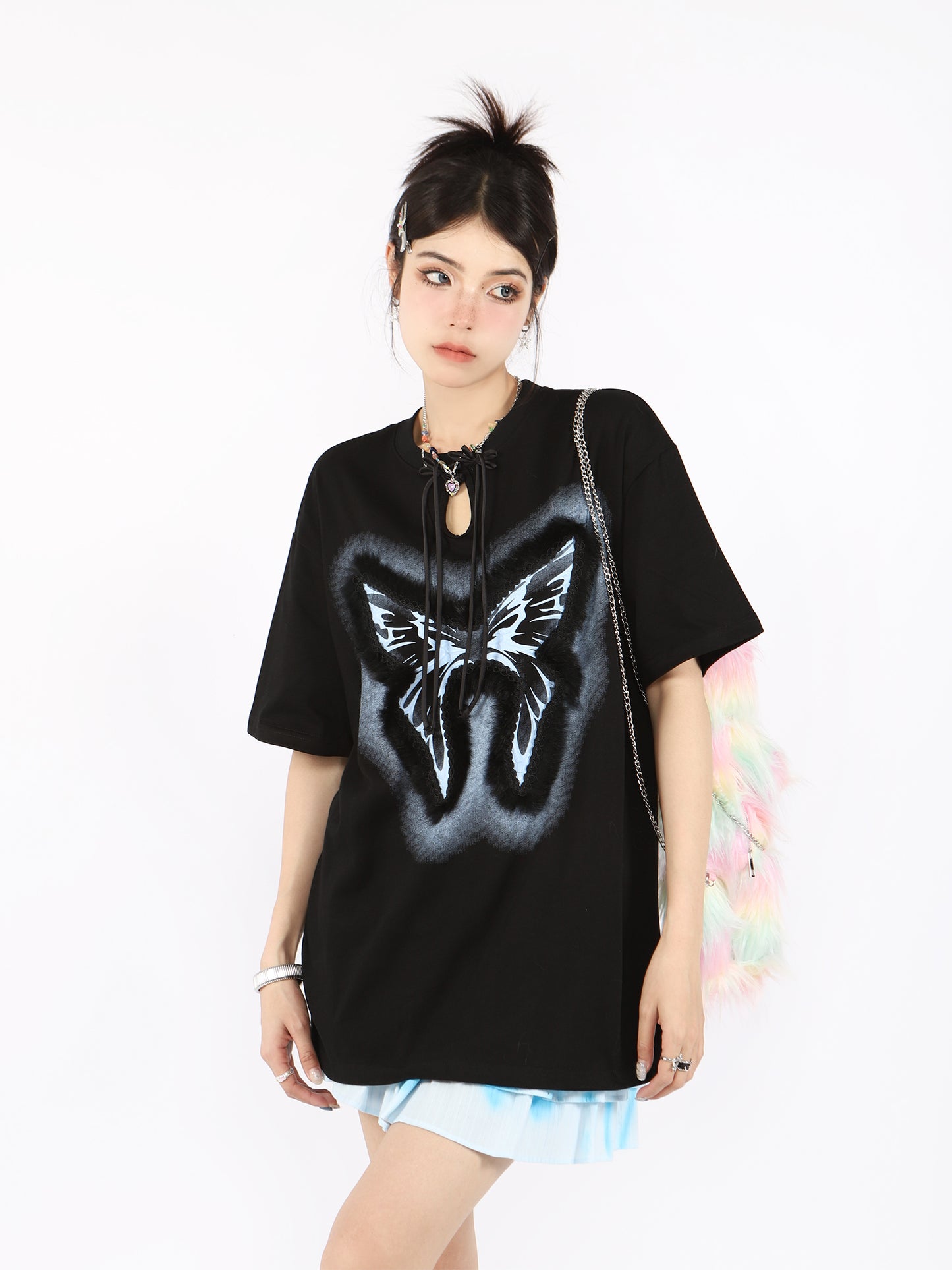 American Retro Cool Butterfly Over Size T -shirt