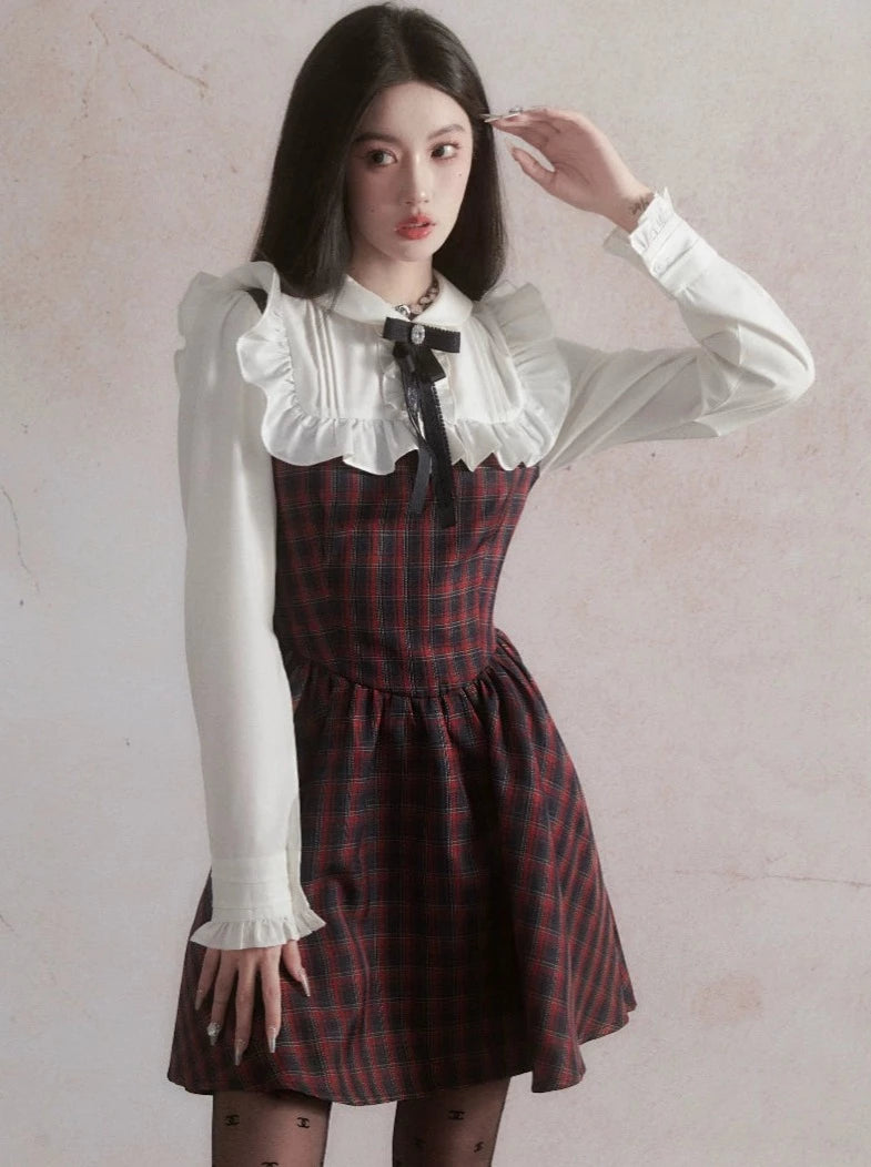 Ruffle Doll Collar Ribbon Dress