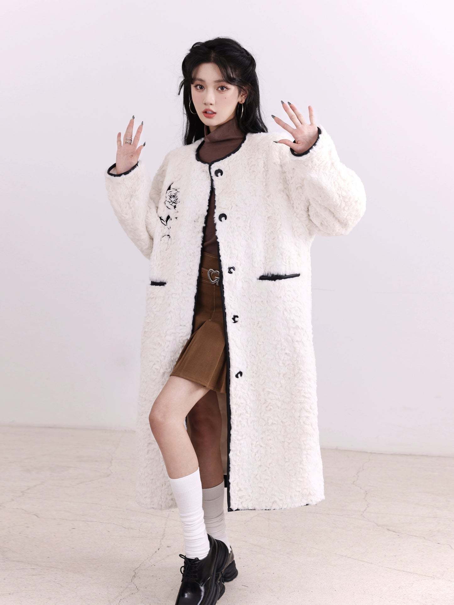 Rose Boa Long Coat