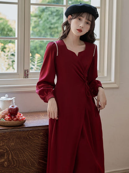 pearl shoulder french dress