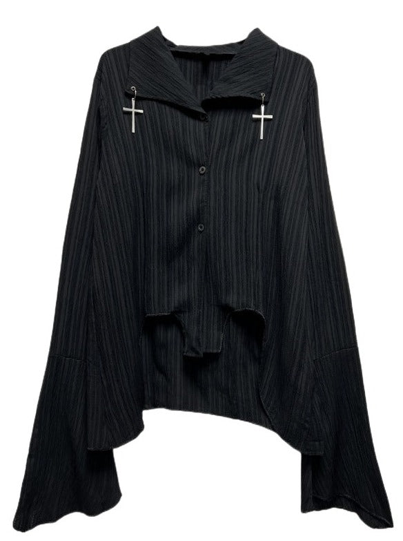 Cross Irregular Mode Dark Shirt