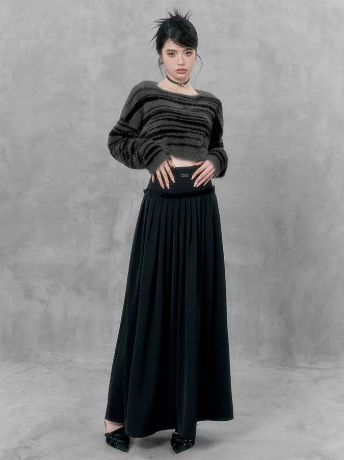 Retro high-end elegant pleated long skirt