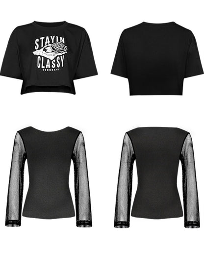 Sheer Mesh Ron T + Black Rose Short T-shirt