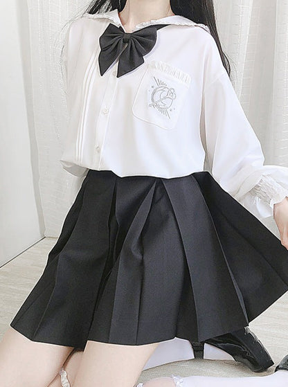 High waist plain pleated skirt