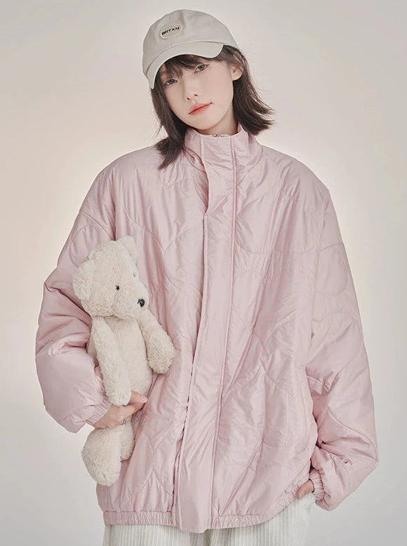 Stand collar loose cotton jacket