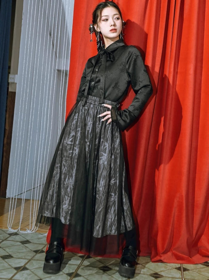 layered mesh long dress (ﾚｲﾔｰﾄﾞ ﾒｯｼｭ ﾛﾝｸﾞ ﾄﾞﾚｽ)-