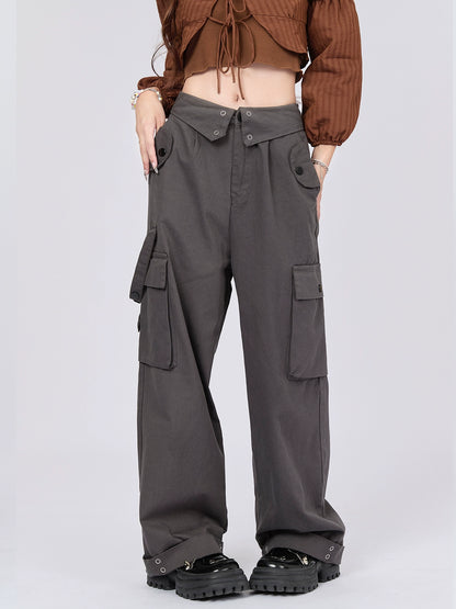 American Retro Flap Waist Straight Cargo Pants