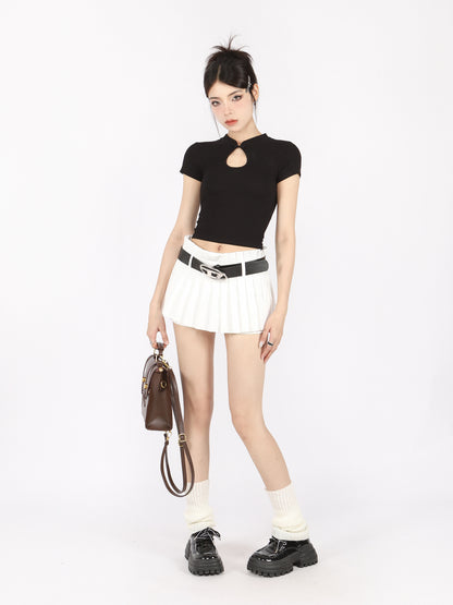 American retro college style pleated skirt pants