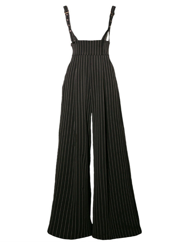 French Retro Suspender Tuck Wide Pants 