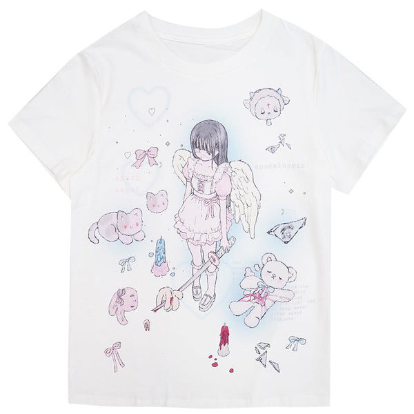 Angel Girl Illustration Design Over T -shirt