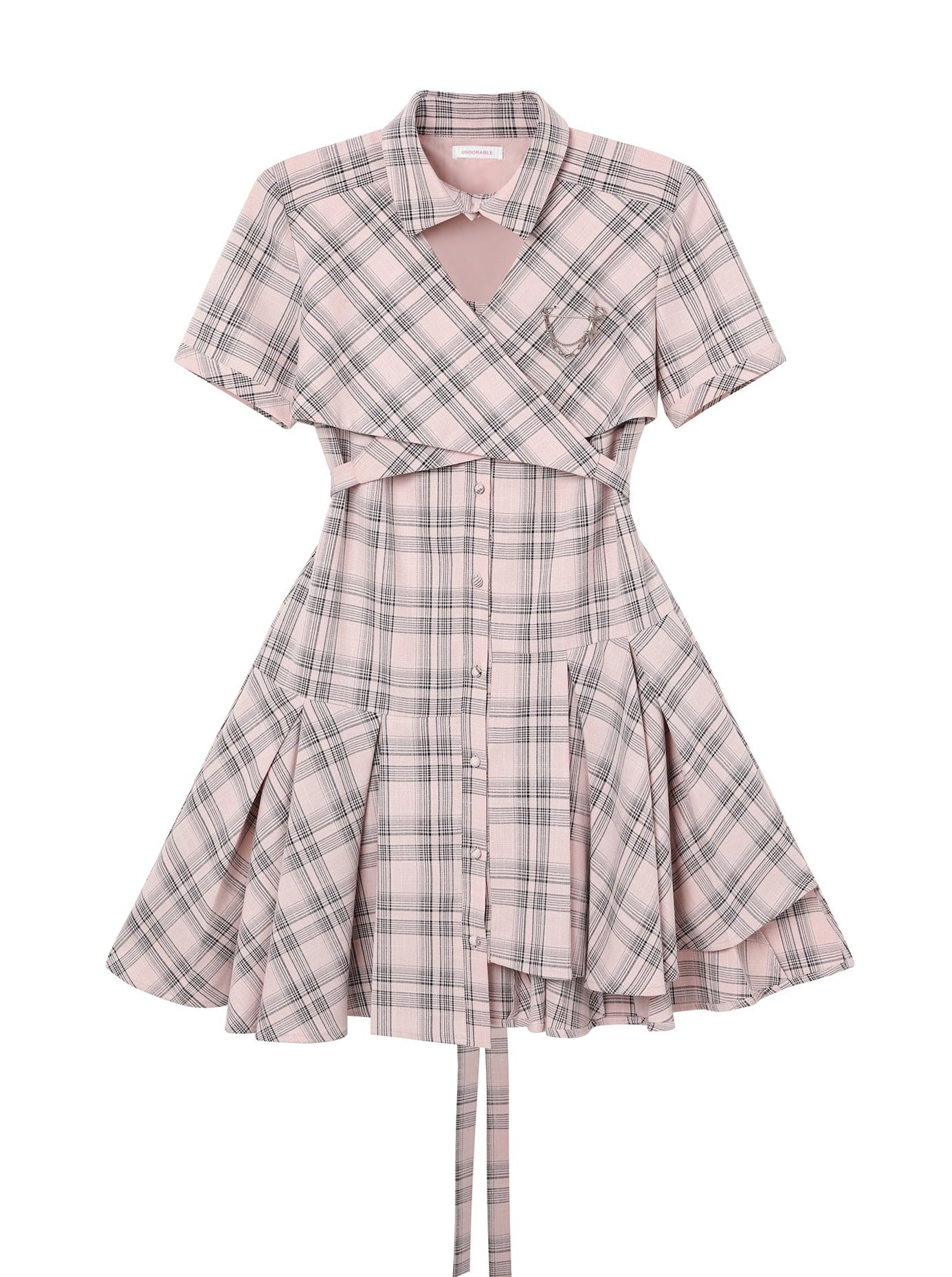 Pink Check Taille Mark Kleid