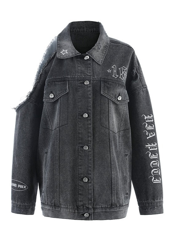 アシメオーバーロゴデニム