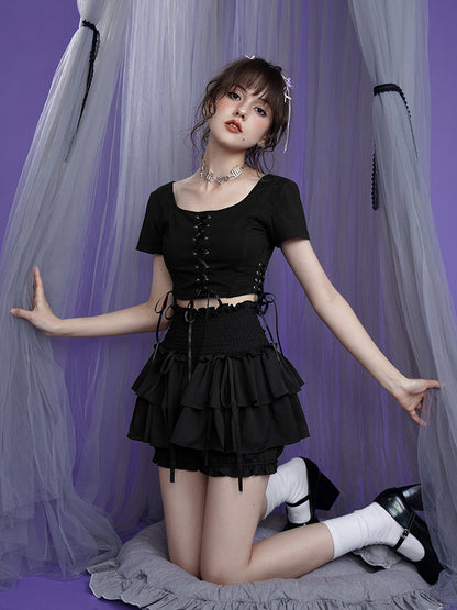 Dark Cool Tiered Skirt IN Pants